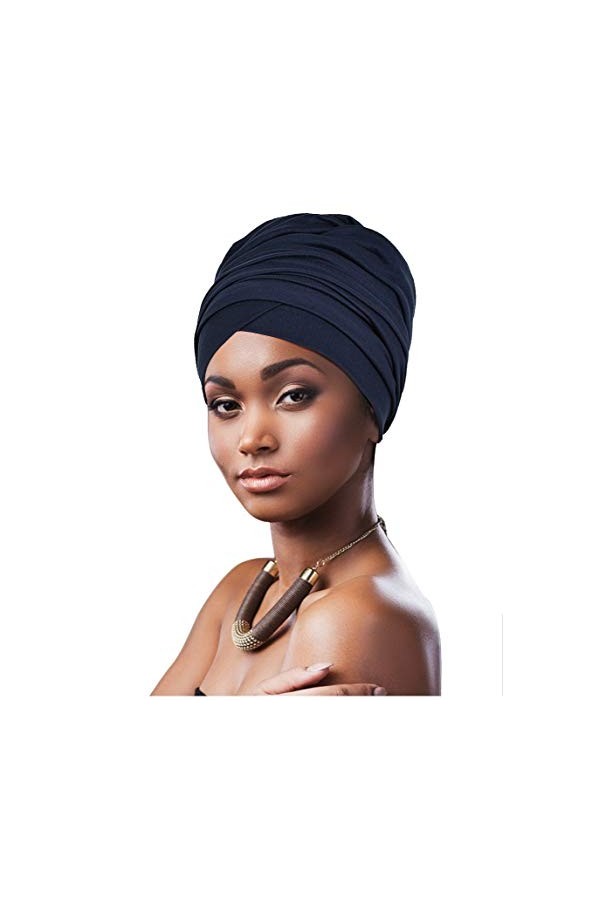 LVOW - Écharpe Turban - Écharpe - Longue - Bandeau - Bonnet pour femme - Gris - Taille unique