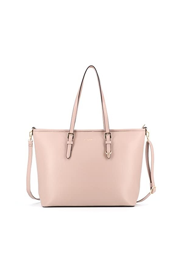 flora & co - Grand Sac à Main Femme Format A4 Similicuir Grainé - Sac Cabas Fourre-Tout Cours Lycée - Sac Shopping Taille XL 