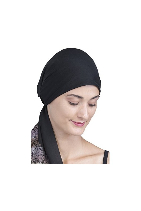 Deresina Headwear Facile Attache Foulard pour la Perte de Cheveux, Le Cancer, la chimiothérapie Black 