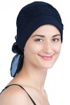 Deresina Turban chimio pour femme avec perles torsadées pour perte de cheveux, bleu marine, taille unique