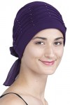 Deresina Turban chimio pour femme avec perles torsadées pour perte de cheveux, bleu marine, taille unique