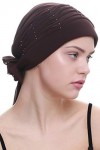 Deresina Turban chimio pour femme avec perles torsadées pour perte de cheveux, bleu marine, taille unique