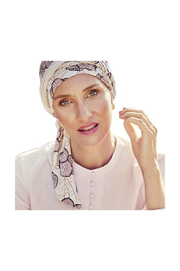 Christine Headwear Turban Beatrice avec Rubans Bandeau, Blooming Pinks, Taille Unique Femme