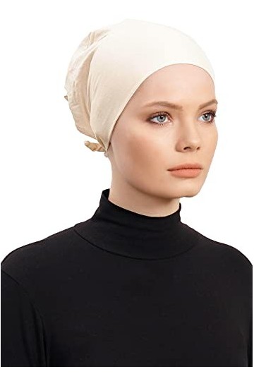 Bonnet Hijab avec embrasse pour hijab, bonnet pour hijab, bonnet pour perte de cheveux, nude, M