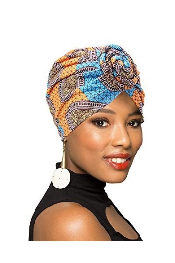 Turban motif africain avec nœud - Pack de 1, 2 ou 4 turbans pour cheveux - - Taille unique