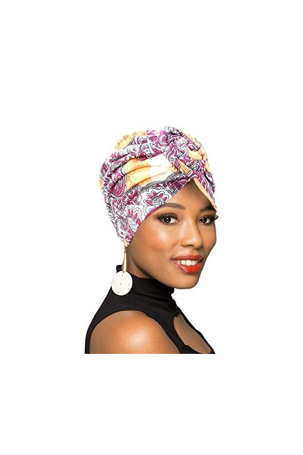 Turban motif africain avec nœud - Pack de 1, 2 ou 4 turbans pour cheveux - - Taille unique