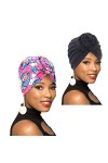 Turban motif africain avec nœud - Pack de 1, 2 ou 4 turbans pour cheveux - - Taille unique