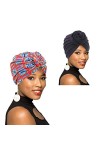 Turban motif africain avec nœud - Pack de 1, 2 ou 4 turbans pour cheveux - - Taille unique