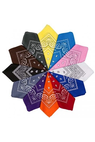 HBselect 12 PCS Bandeau de Cheveux,Fichu Mouchoir Unisexe,Echarpe de Cou,Décoration En Coton Rétro Style Multicolore Multifon