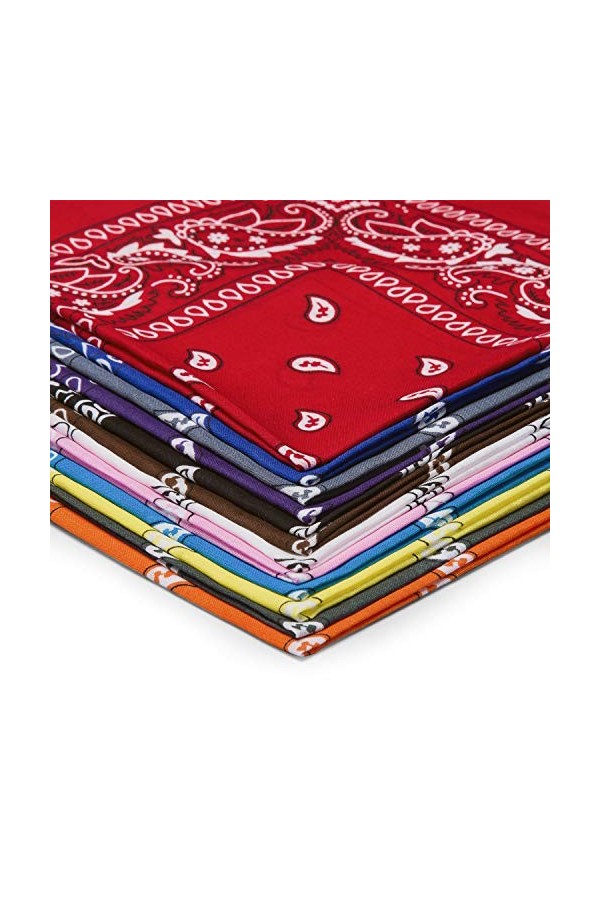 HBselect 12 PCS Bandeau de Cheveux,Fichu Mouchoir Unisexe,Echarpe de Cou,Décoration En Coton Rétro Style Multicolore Multifon