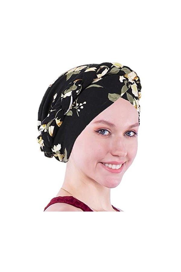Biruil Turban pour chimiothérapie, turban pour cheveux torsadés, style ethnique, bohème - - Taille unique