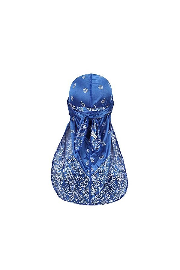 DINPREY Bandana Doo en soie pour homme et femme avec longue queue et sangles larges pour 360 vagues, noir, taille unique