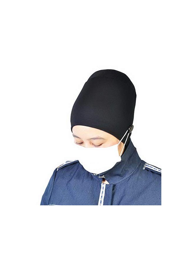 Silk Story Hijab Volumizer Cap Turban Sous Écharpe Bonnet Châle Chemo Cheveux Couverture Coton, Black Button, Taille unique