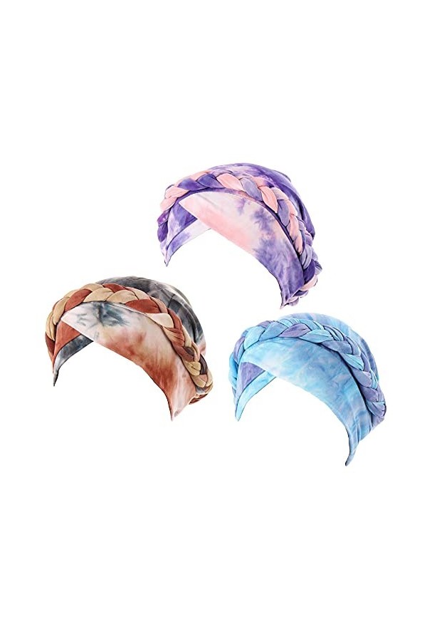 Lot de 3 turban imprimés pour femme, 1 pièce - Imprimé rose, Taille unique