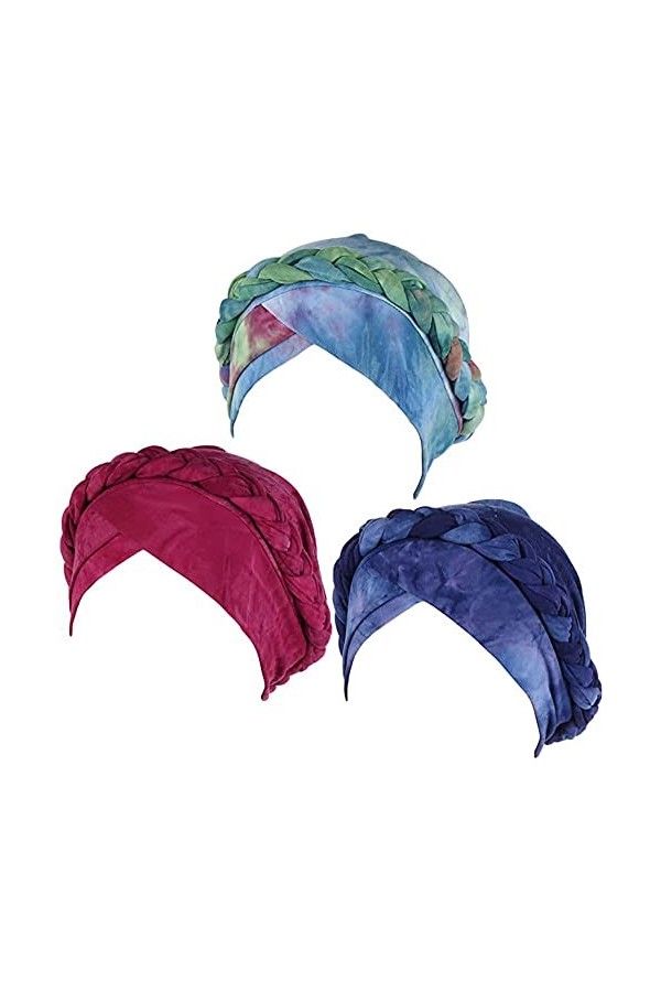 Lot de 3 turban imprimés pour femme, 1 pièce - Imprimé rose, Taille unique