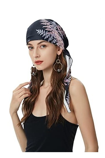 ZLYC Femmes Eté Turban pour Perte de Cheveux Chimio Chapeau Feuilles Roses et Noires 