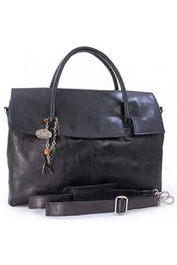 Catwalk Collection Handbags - Cuir Véritable - Grande Serviette/Sac de Travail/Mallette/Sac porté épaule avec Bandoulière - C