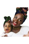 Mengyu Lot de 2 Turban Noueuse Multi-usages Turbans Foulard en Coton Tête Echarpe avec Imprimé Africain pour Maman et Fille 