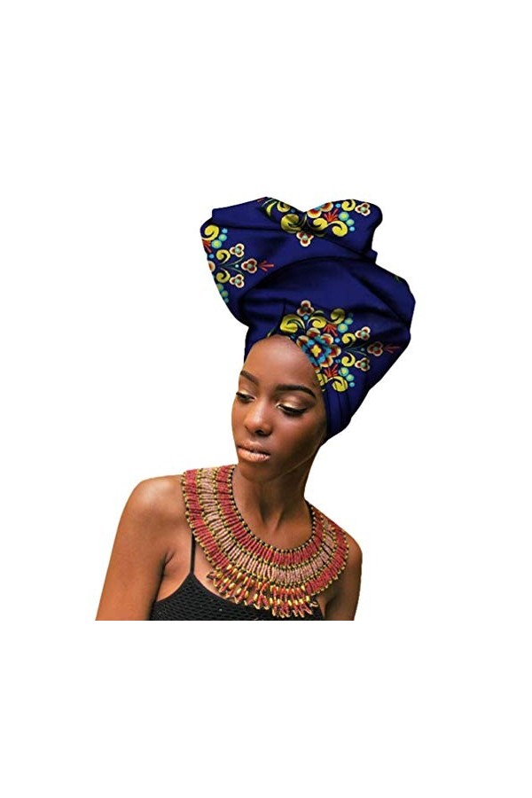 Mengyu Africaine Wax Tête Echarpe Femme Traditionnel Imprimé Ethnique Mode Turbans Foulard Bandeau Noué Élastique Style 3, 5