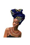 Mengyu Africaine Wax Tête Echarpe Femme Traditionnel Imprimé Ethnique Mode Turbans Foulard Bandeau Noué Élastique Style 3, 5