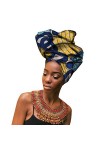Mengyu Africaine Wax Tête Echarpe Femme Traditionnel Imprimé Ethnique Mode Turbans Foulard Bandeau Noué Élastique Style 3, 5