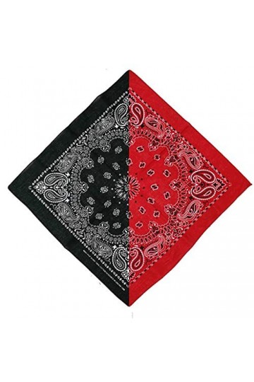Bohème Paisley Floral Double couleur bloc coton poche carré écharpe bandeau Bandana bracelet cravate 3 noir + rouge