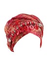 JDYaoYing Turban avec décoration de bijoux - Style bohémien - Pour femme, Rouge
