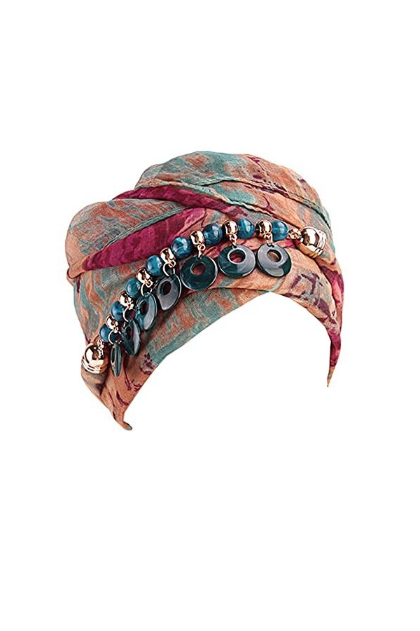JDYaoYing Turban avec décoration de bijoux - Style bohémien - Pour femme, Rouge