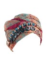 JDYaoYing Turban avec décoration de bijoux - Style bohémien - Pour femme, Rouge