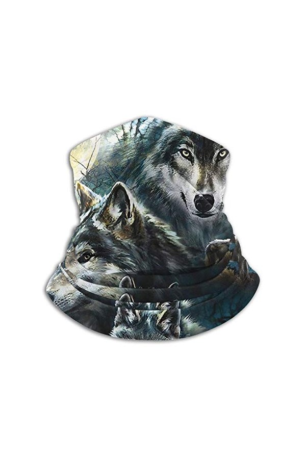 LKKPT Cache-Cou Loup Famille Hiver Polaire Cache-Cou Respirant Bandana Coupe-Vent Foulard Unisexe Doux Élastique Cagoule