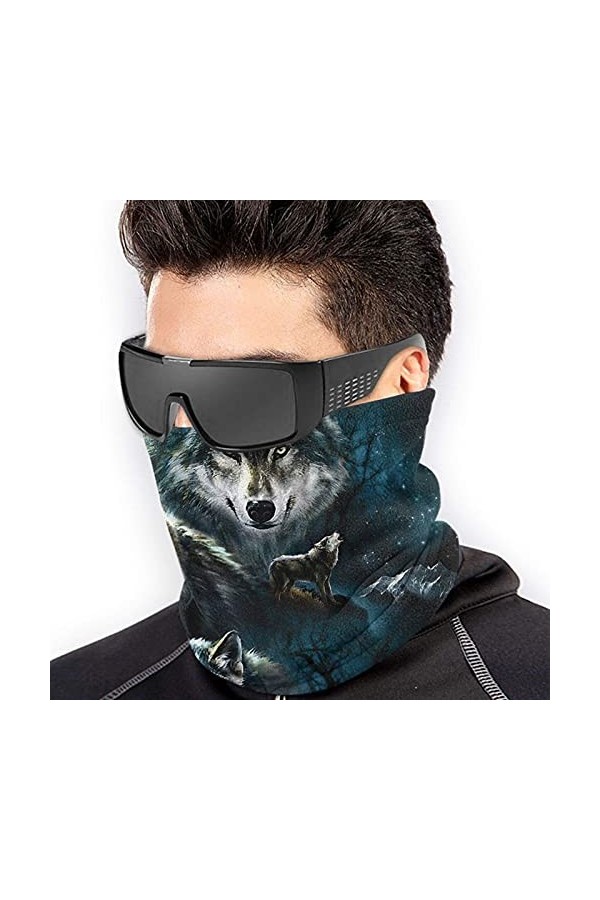LKKPT Cache-Cou Loup Famille Hiver Polaire Cache-Cou Respirant Bandana Coupe-Vent Foulard Unisexe Doux Élastique Cagoule