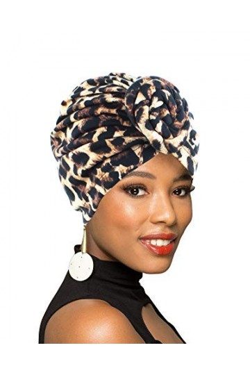 1 lot de 2/4 paquets de turban pour femme avec nœud africain pré-noué, Colour021, Taille unique