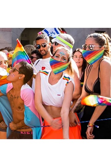 Amissz Lot de 2 bandanas arc-en-ciel - Idée cadeau - Bandana en coton Pride - Accessoire Pride - Parade Accessoire Bandana, A