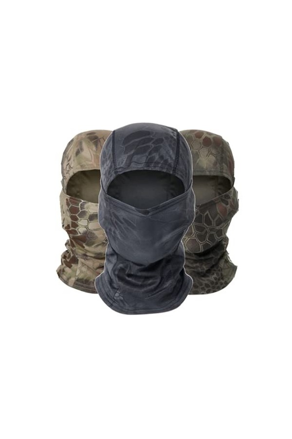 Freessom Lot de 3 Cagoule Camouflage Chasse Commando Militaire Adulte Moto Bandana Homme Femme Cheveux Vintage Original Multi