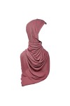 Foulard à enfiler et à enrouler confortable Hijab en une seule pièce, décoré avec un bonnet croisé islamique, idéal pour tous