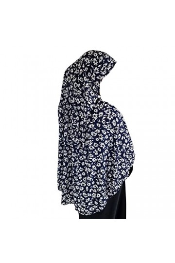 Hijab Amira Foulard extensible en lycra pour musulmane - Bleu - Taille Unique