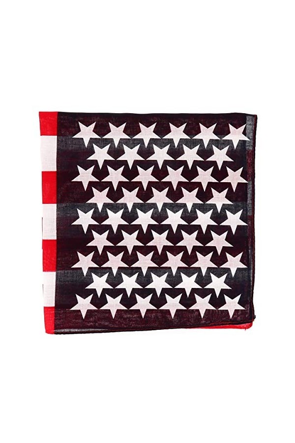 SHIPITNOW Bandana Drapeau Américain Bleu marine, Rouge et Blanc - Foulard carré 55x55cm Drapeau USA - Bandeau à Nouer - Headb