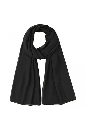 Écharpe hijab musulmane en mousseline de soie douce de qualité supérieure pour femme | Poids léger, Noir , L