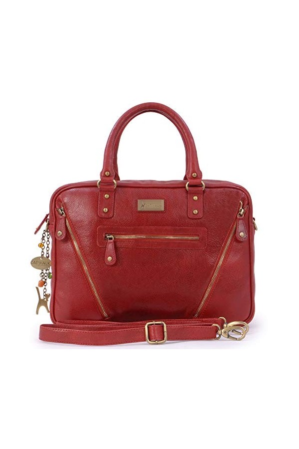 CATWALK COLLECTION - Cuir Vintage - Sac porté épaule avec Bandoulière détachable/Sac de Travail/Porte-Documents/Mallette/Comp