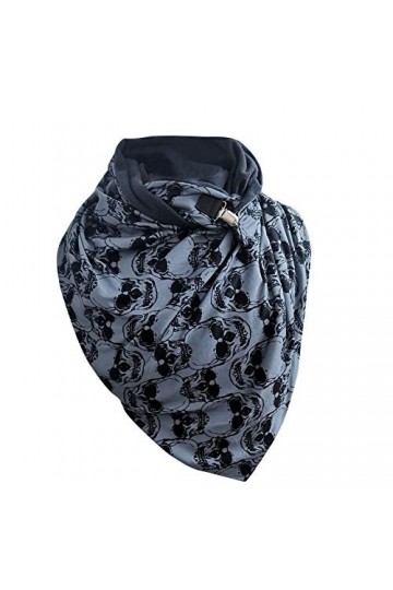 QSSA 2020 Mode Femme Automne Hiver Foulard Rétro de Couleur Unie Multicolore de Foulard à Boutons Châle Polyvalent Classique 