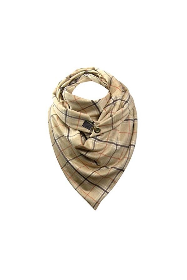 QSSA 2020 Mode Femme Automne Hiver Foulard Rétro de Couleur Unie Multicolore de Foulard à Boutons Châle Polyvalent Classique 