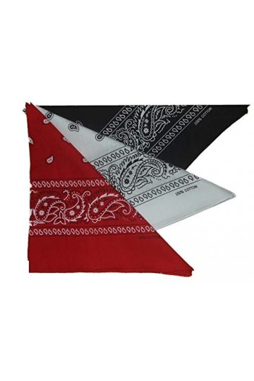 itendance Bandana foulard lot de 3 noir blanc rouge 100% coton