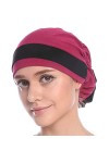 MOWEN Chapeau de hijab musulman bicolore pour femme, turban extensible, chapeau chimio en forme de fleur, Rose, taille unique