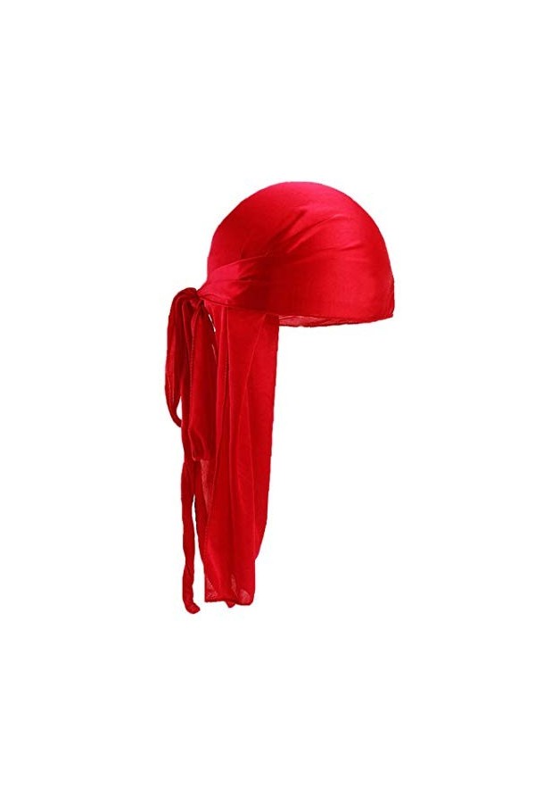 1pcs Unisexe Deluxe Silky Durag Extra Longue Queue Headwraps Pirate Cap Couleur De La Tête Solide Wrap Turban Cap Pour Femmes