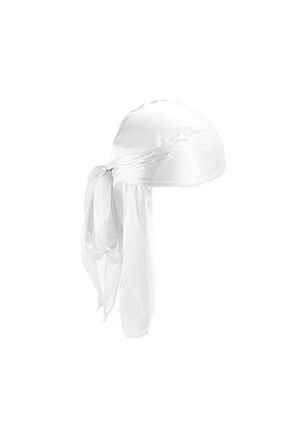 1pcs Unisexe Deluxe Silky Durag Extra Longue Queue Headwraps Pirate Cap Couleur De La Tête Solide Wrap Turban Cap Pour Femmes