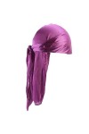 1pcs Unisexe Deluxe Silky Durag Extra Longue Queue Headwraps Pirate Cap Couleur De La Tête Solide Wrap Turban Cap Pour Femmes