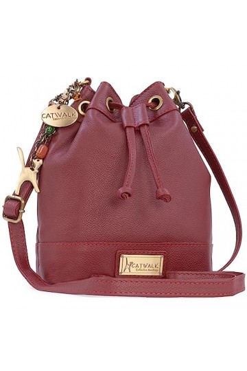 Catwalk Collection Handbags - Cuir Véritable - Cordon de Serrage Seau Sac á Main - Bandoulière Réglable - Femme - ROCHELLE - 