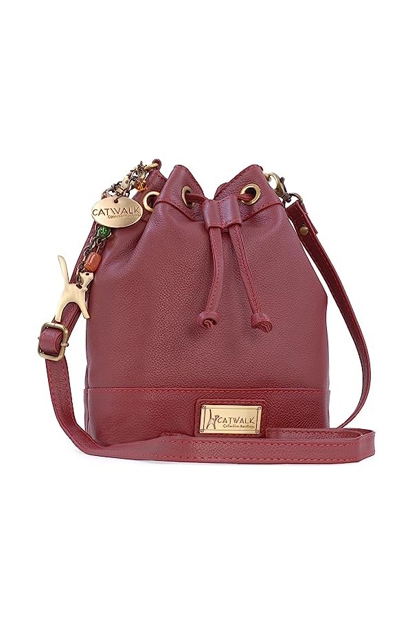 Catwalk Collection Handbags - Cuir Véritable - Cordon de Serrage Seau Sac á Main - Bandoulière Réglable - Femme - ROCHELLE - 