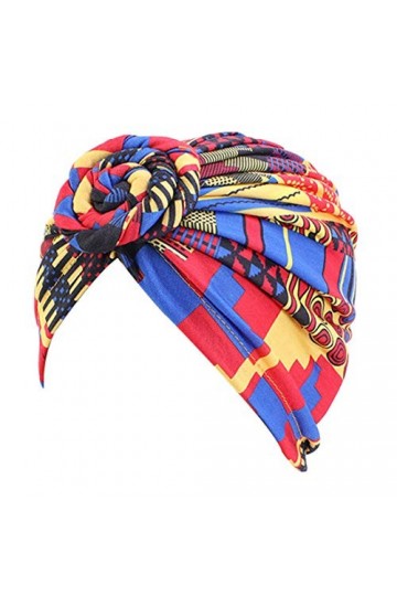 YONKINY Turban Bohème Femme Élastique Noué Turban Africain Écharpe de Tête Bonnet de Sommeil Bandana en Coton Chapeau de Chim