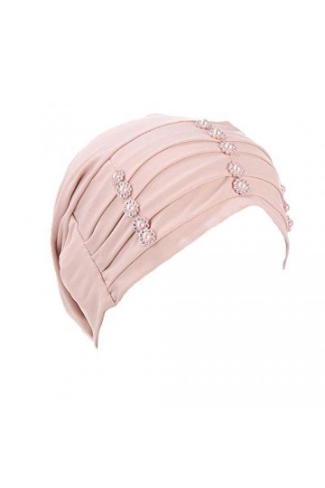 JDYaoYing Turban avec cristal musulmane hijab cancer écharpe foulard pour femme - rose - Taille unique